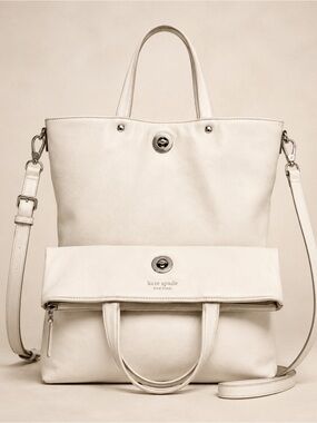 NWT Kate Spade Marielly Ivory Leather Convertible Tote Bag
